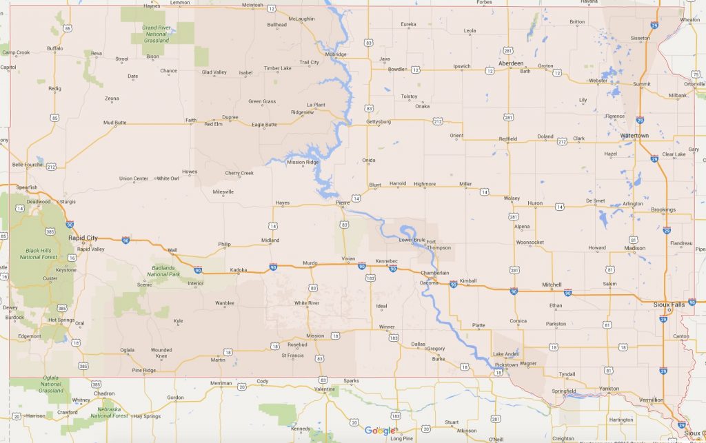South Dakota Kaart