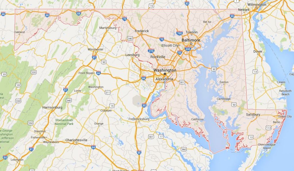 Kaart Maryland