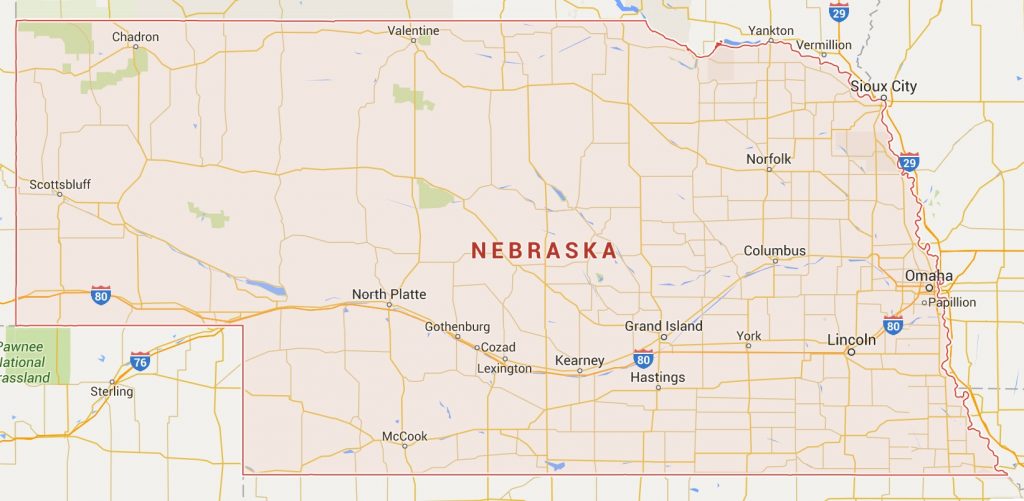 Kaart van Nebraska