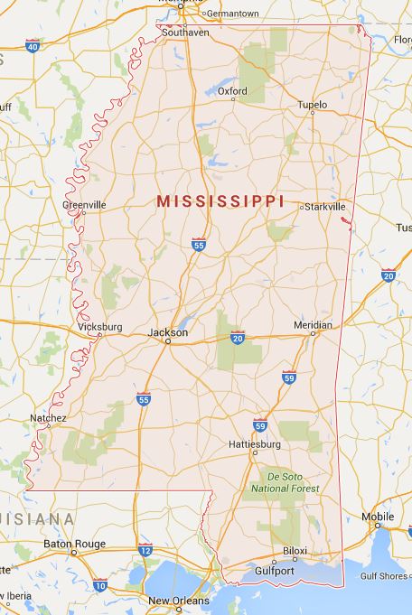 mississippi kaart