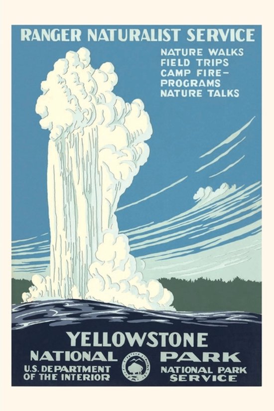 Pocket Sized - Found Image Press Journals- Vintage Journal Yellowstone National Park Travel Poster, Old Faithful