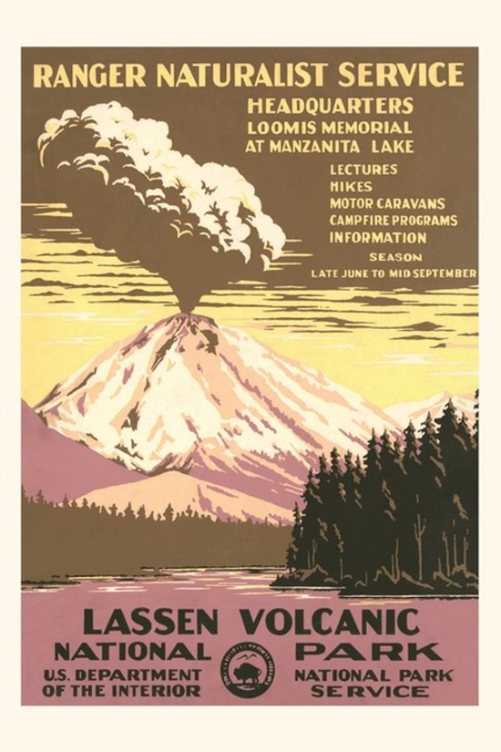 Pocket Sized - Found Image Press Journals- Vintage Journal Lassen Volcanic National Park Travel Poster