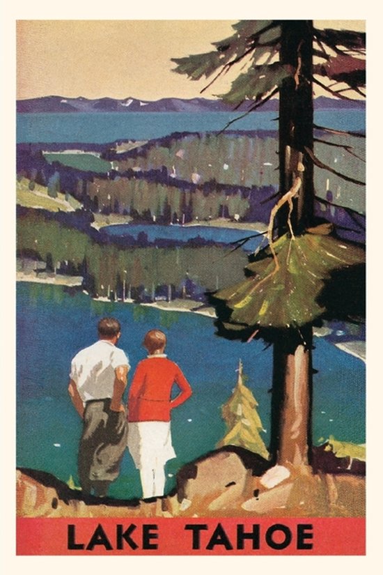 Pocket Sized - Found Image Press Journals- Vintage Journal Travel Poster for Lake Tahoe